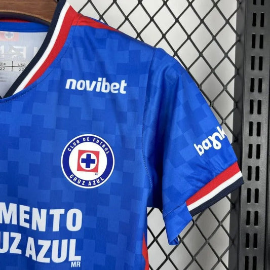 Kids Cruz Azul Jersey 25/26 Home Football Kit Soccer Jersey